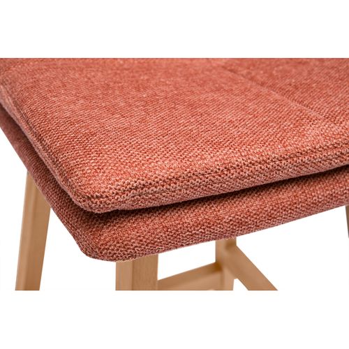 Tabouret De Bar En Tissu Effet Velours Texturé Terracotta Et Bois (lot De 2) Joan