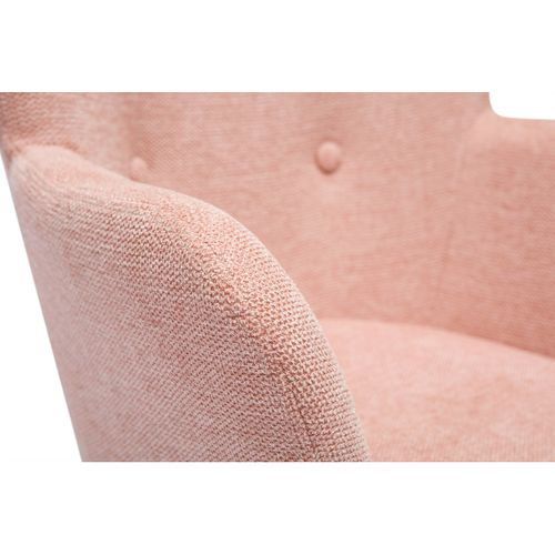 Fauteuil Enfant Scandinave En Tissu Effet Velours Texturé Rose Et Bois Clair Baby Bristol