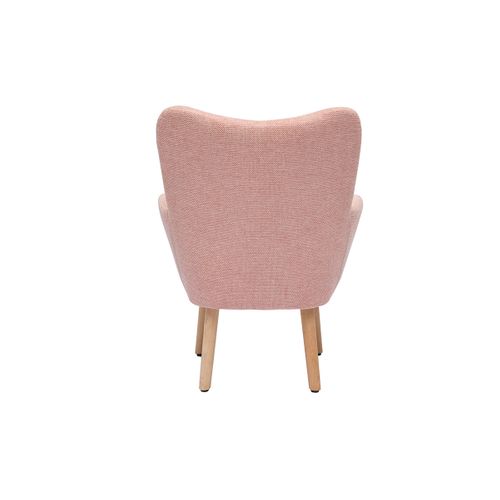 Fauteuil Enfant Scandinave En Tissu Effet Velours Texturé Rose Et Bois Clair Baby Bristol