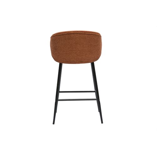 Tabourets De Bar Design En Tissu Effet Velours Texturé Terre Brûlée Et Métal Noir (lot De 2) Rosalie