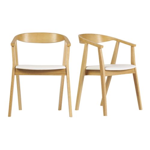 Chaises Scandinaves Design Blanc Et Bois Clair (lot De 2) Bahia