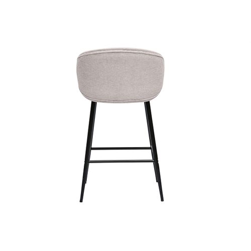 Tabourets De Bar Design En Tissu Effet Velours Texturé Beige Et Métal Noir (lot De 2) Rosalie