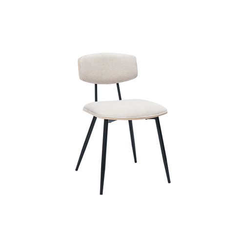 Chaises Vintage En Bois Clair Chêne Assises Tissu Chenille Beige Et Métal Noir (lot De 2) Joline