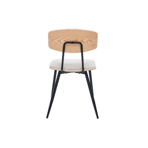 Chaises Vintage En Bois Clair Chêne Assises Tissu Chenille Beige Et Métal Noir (lot De 2) Joline