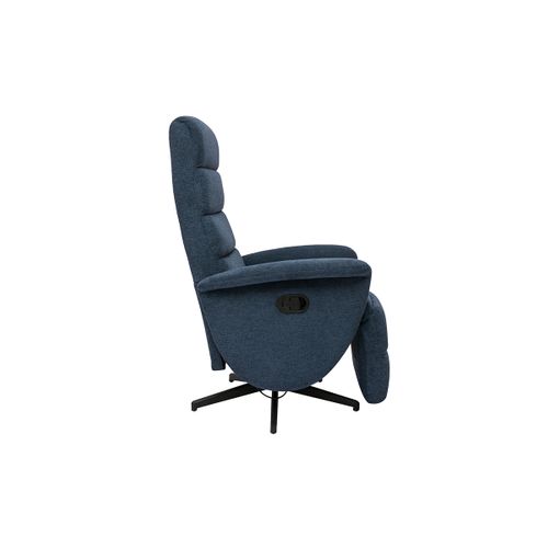 Fauteuil Pivotant Relax Manuel En Tissu Chenille Bleu Foncé Nelson