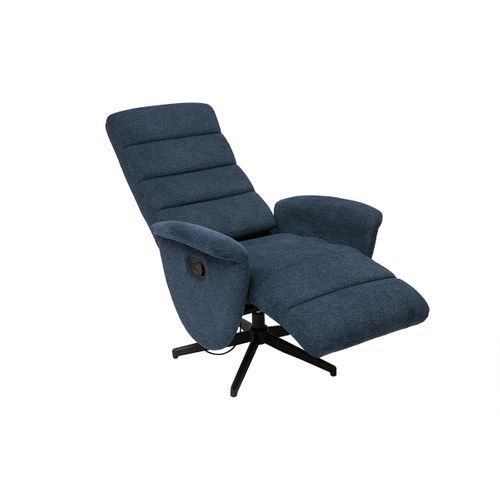Fauteuil Pivotant Relax Manuel En Tissu Chenille Bleu Foncé Nelson