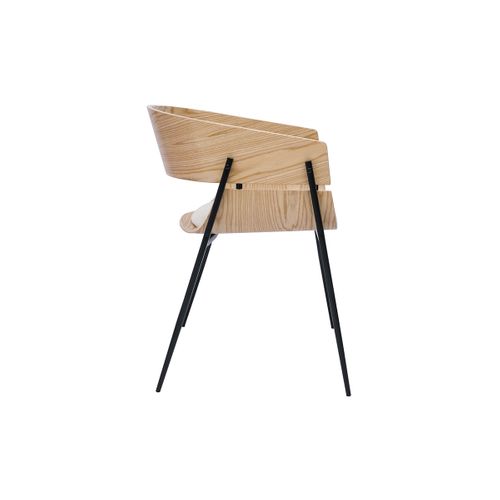 Chaise Design Bois Clair Et Tissu Chenille Beige Wess