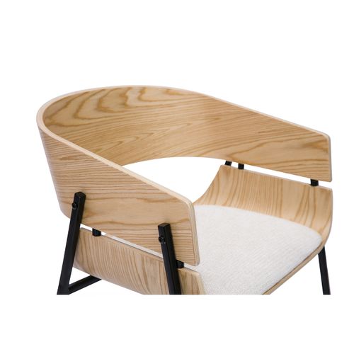 Chaise Design Bois Clair Et Tissu Chenille Beige Wess