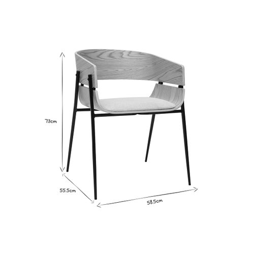 Chaise Design Bois Clair Et Tissu Chenille Beige Wess