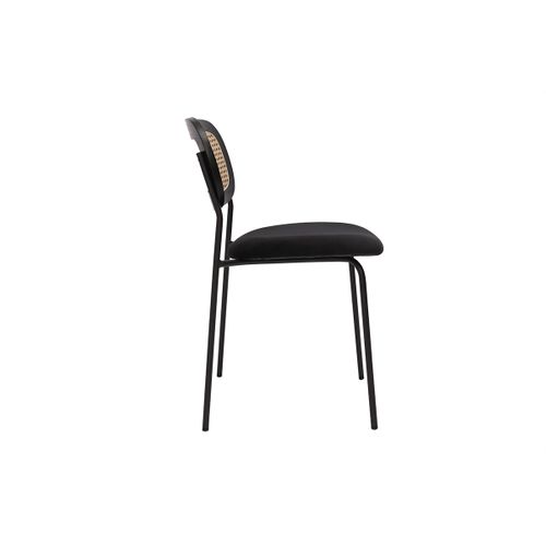 Chaises Design En Velours Noir, Métal Noir Et Cannage Rotin (lot De 2) Miranda