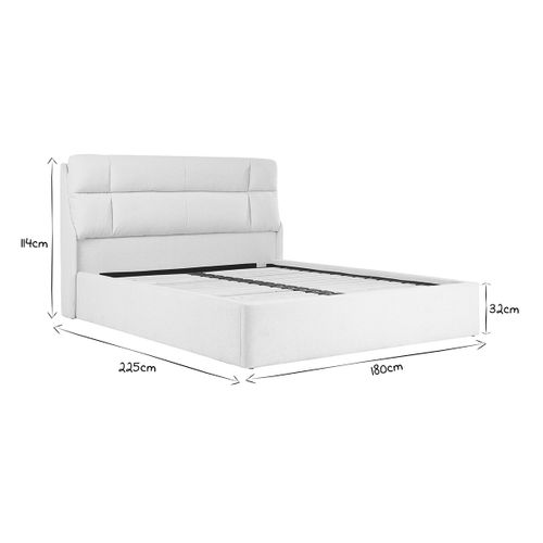 Lit Coffre 2 Places 160x200 Cm En Tissu Texturé Beige Hono