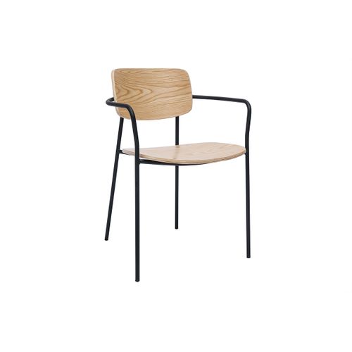Chaises En Bois Clair Chêne Et Métal Noir (lot De 2) Susan