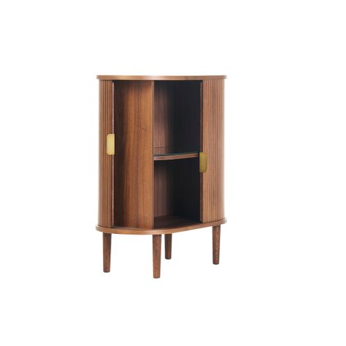 Buffet Haut Vintage Avec Portes Coulissantes Bois Foncé Noyer L70 Cm Epic