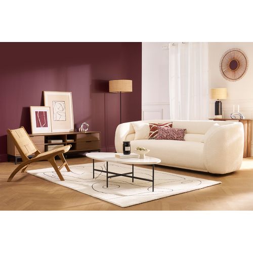 Table Basse Ovale En Marbre Blanc Et Métal Noir L115 Cm Carrare