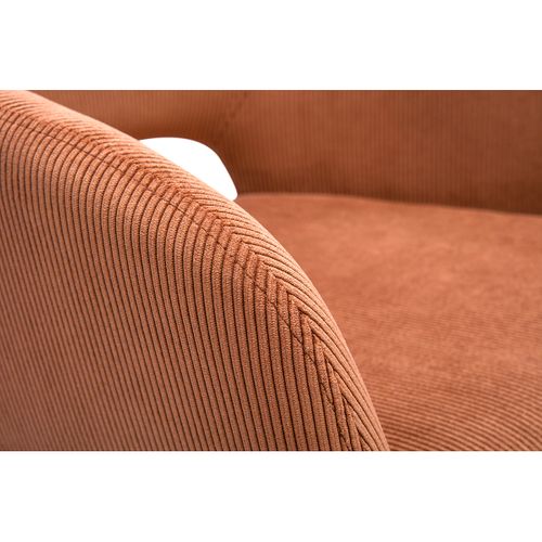 Chaise Pivotante 360° En Tissu Velours Côtelé Terre Brûlée Et Métal Noir Laurette