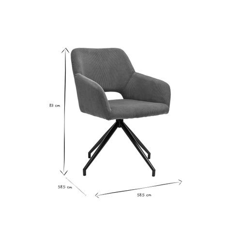 Chaise Pivotante 360° En Tissu Velours Côtelé Terre Brûlée Et Métal Noir Laurette