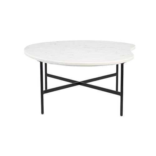 Table Basse Design En Marbre Blanc Et Métal Noir L80 Cm Sasso