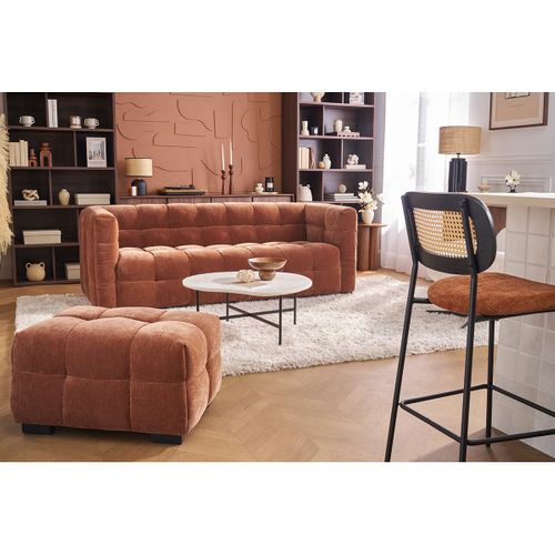 Table Basse Design En Marbre Blanc Et Métal Noir L80 Cm Sasso