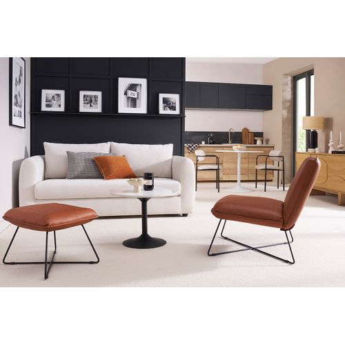 Canapé Convertible 3 Places En Tissu Effet Velours Beige Harlo