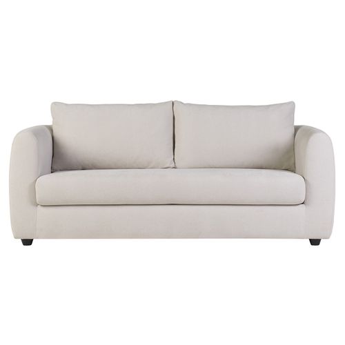 Canapé Convertible 3 Places En Tissu Effet Velours Beige Harlo