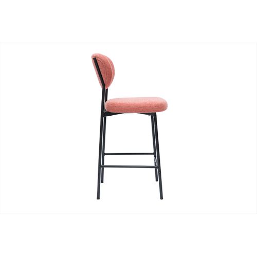 Tabourets De Bar Fixes En Tissu Effet Velours Texturé Terracotta H65 Cm (lot De 2) Breka