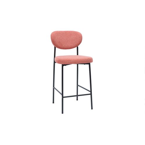 Tabourets De Bar Fixes En Tissu Effet Velours Texturé Terracotta H65 Cm (lot De 2) Breka