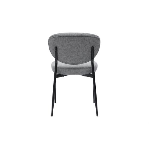Chaises En Tissu Effet Velours Texturé Gris Et Métal Noir (lot De 2) Breka
