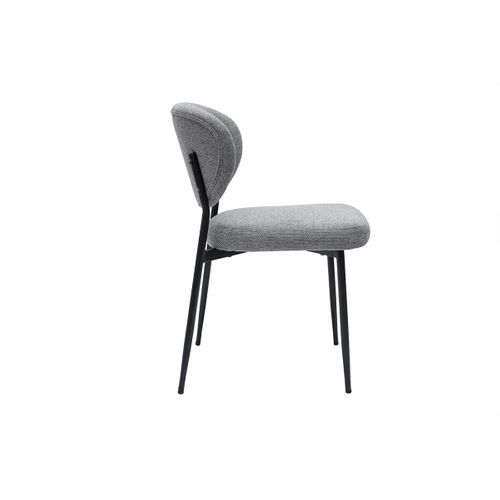 Chaises En Tissu Effet Velours Texturé Gris Et Métal Noir (lot De 2) Breka