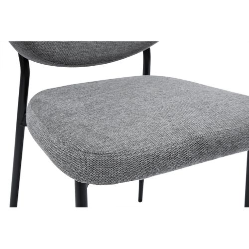 Chaises En Tissu Effet Velours Texturé Gris Et Métal Noir (lot De 2) Breka