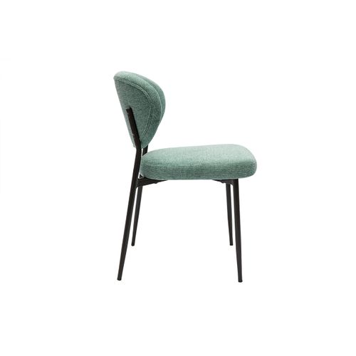 Chaises En Tissu Effet Velours Texturé Vert Céladon Et Métal Noir (lot De 2) Breka