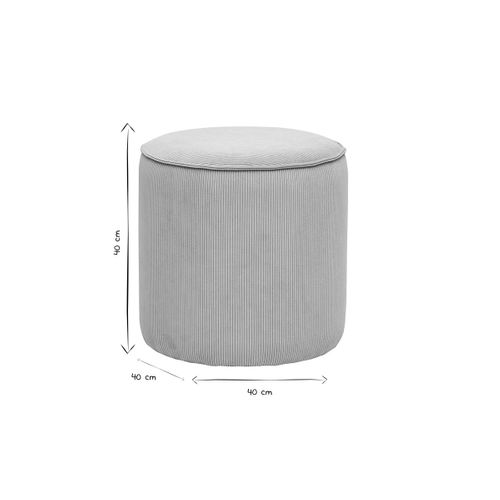 Pouf Rond En Tissu Velours Côtelé Taupe D40 Cm Paul