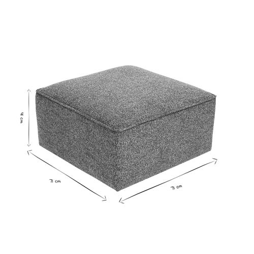 Pouf Repose Pieds En Tissu Chiné Gris Foncé Kerry