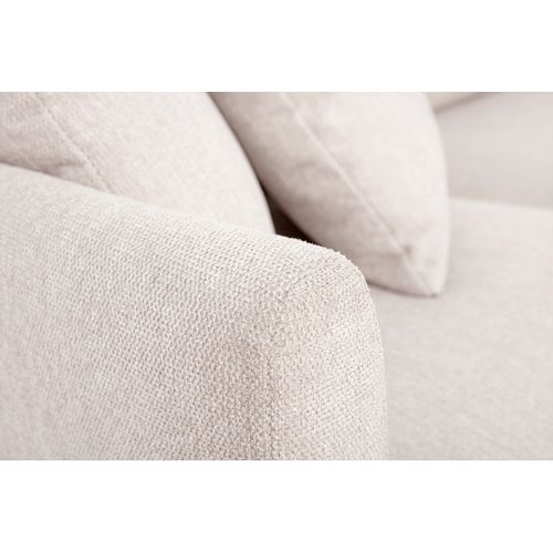 Canapé D'angle Droit En Tissu Effet Velours Texturé Beige 3 Places Moss