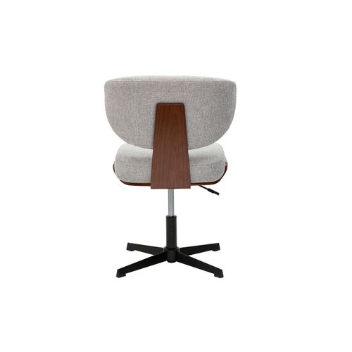 Chaise De Bureau En Tissu Effet Velours Texturé Gris Et Bois Foncé Noyer Hanz