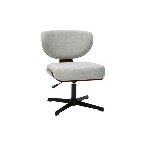 Chaise De Bureau En Tissu Effet Velours Texturé Gris Et Bois Foncé Noyer Hanz