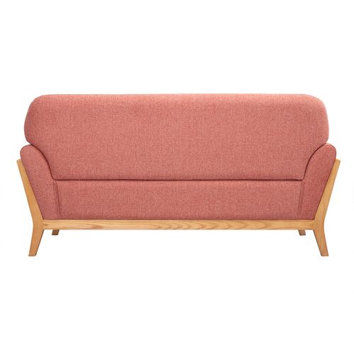 Canapé Scandinave 2 Places En Tissu Effet Velours Texturé Terracotta Et Bois Clair Yoko