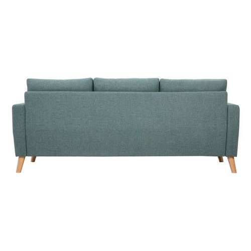 Canapé 3 Places En Tissu Vert De Gris Et Bois Clair Munik