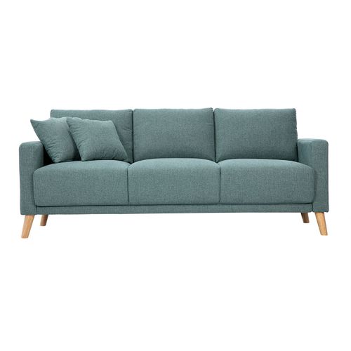 Canapé 3 Places En Tissu Vert De Gris Et Bois Clair Munik