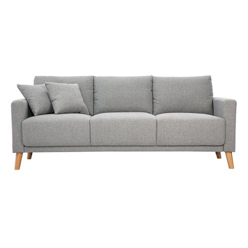 Canapé 3 Places En Tissu Gris Et Bois Clair Munik