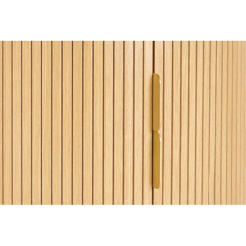 Table Basse Ronde Finition Bois Clair Chêne 2 Portes Coulissantes D80 Cm Epic