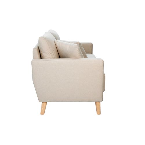 Canapé 2 Places En Tissu Beige Et Bois Clair Munik