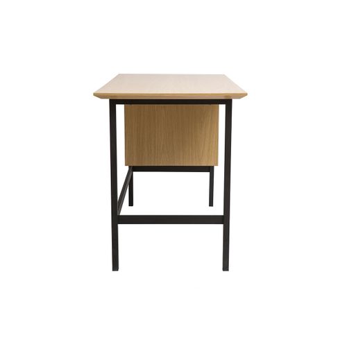 Bureau Avec Rangements 2 Tiroirs L120 Cm - Bois Chêne Et Métal Noir
