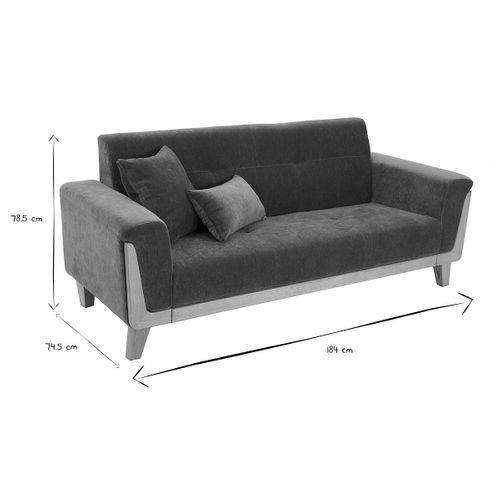 Canapé Scandinave 3 Places En Tissu Effet Velours Vert Kaki Et Bois Clair Fjord