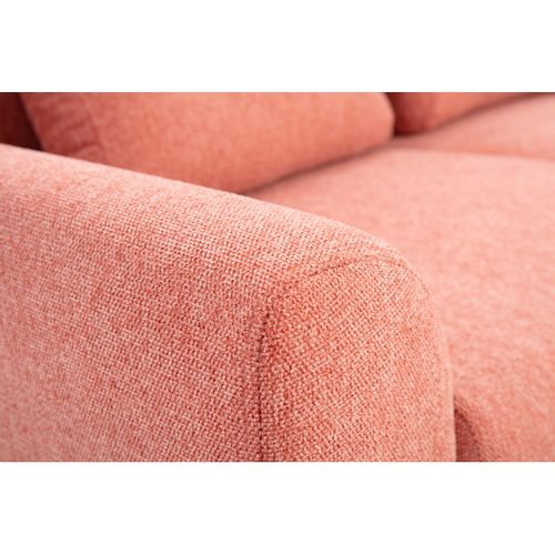 Canapé Scandinave 2 Places En Tissu Effet Velours Texturé Terracotta Et Bois Clair Ektor