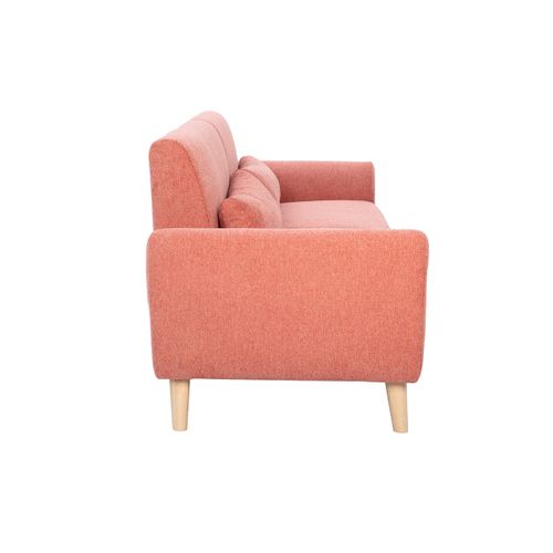 Canapé Scandinave 3 Places En Tissu Terracotta Et Bois Clair Ektor