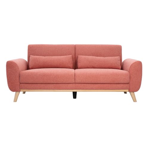 Canapé Scandinave 3 Places En Tissu Terracotta Et Bois Clair Ektor