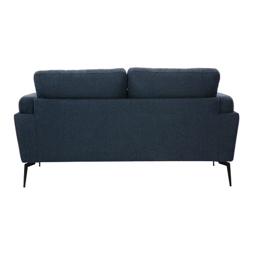 Canapé Design 2 Places En Tissu Effet Velours Texturé Bleu Foncé Et Métal Noir Mosco
