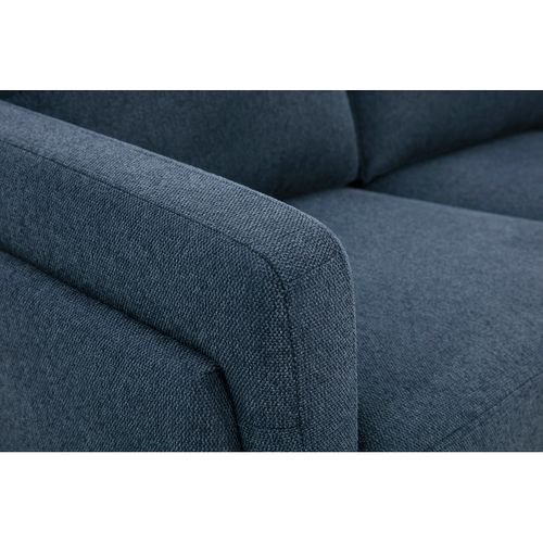 Canapé Design 2 Places En Tissu Effet Velours Texturé Bleu Foncé Et Métal Noir Mosco