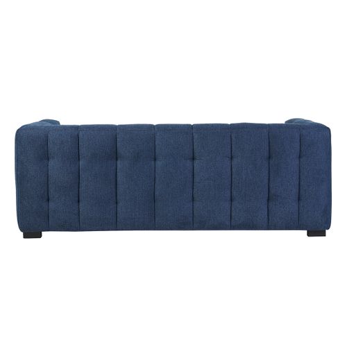 Canapé Design 3 Places En Tissu Effet Velours Texturé Bleu Foncé Corto