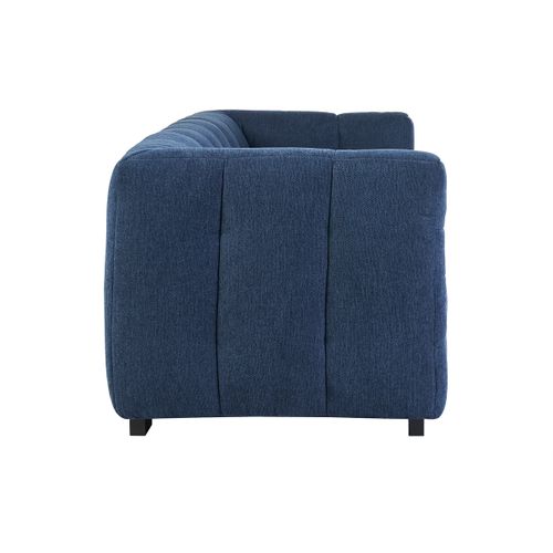 Canapé Design 3 Places En Tissu Effet Velours Texturé Bleu Foncé Corto